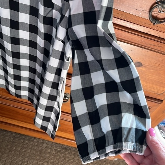 Talbots Black And White Buffalo Check Blouse Size Large NWOT - Picture 4 of 10